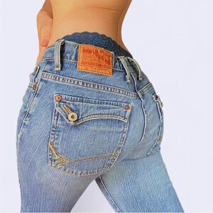 Vintage Lucky Brand Low Rise Dungarees Back Flap Buttoned Jeans